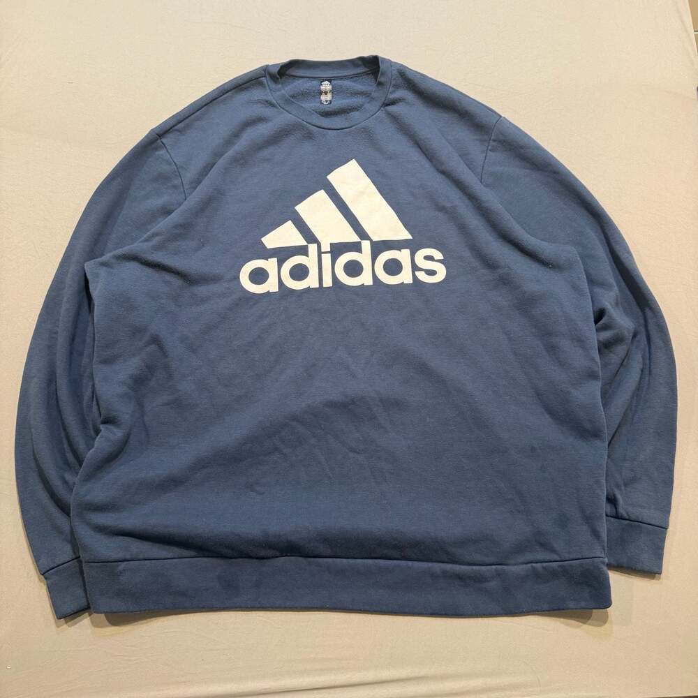 Adidas Golf Blue Long Sleeve Crew Neck Sweatshirt with White Logo Men's 2XL